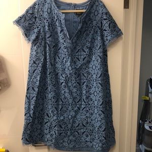 Adrianna Papell blue eyelet dress